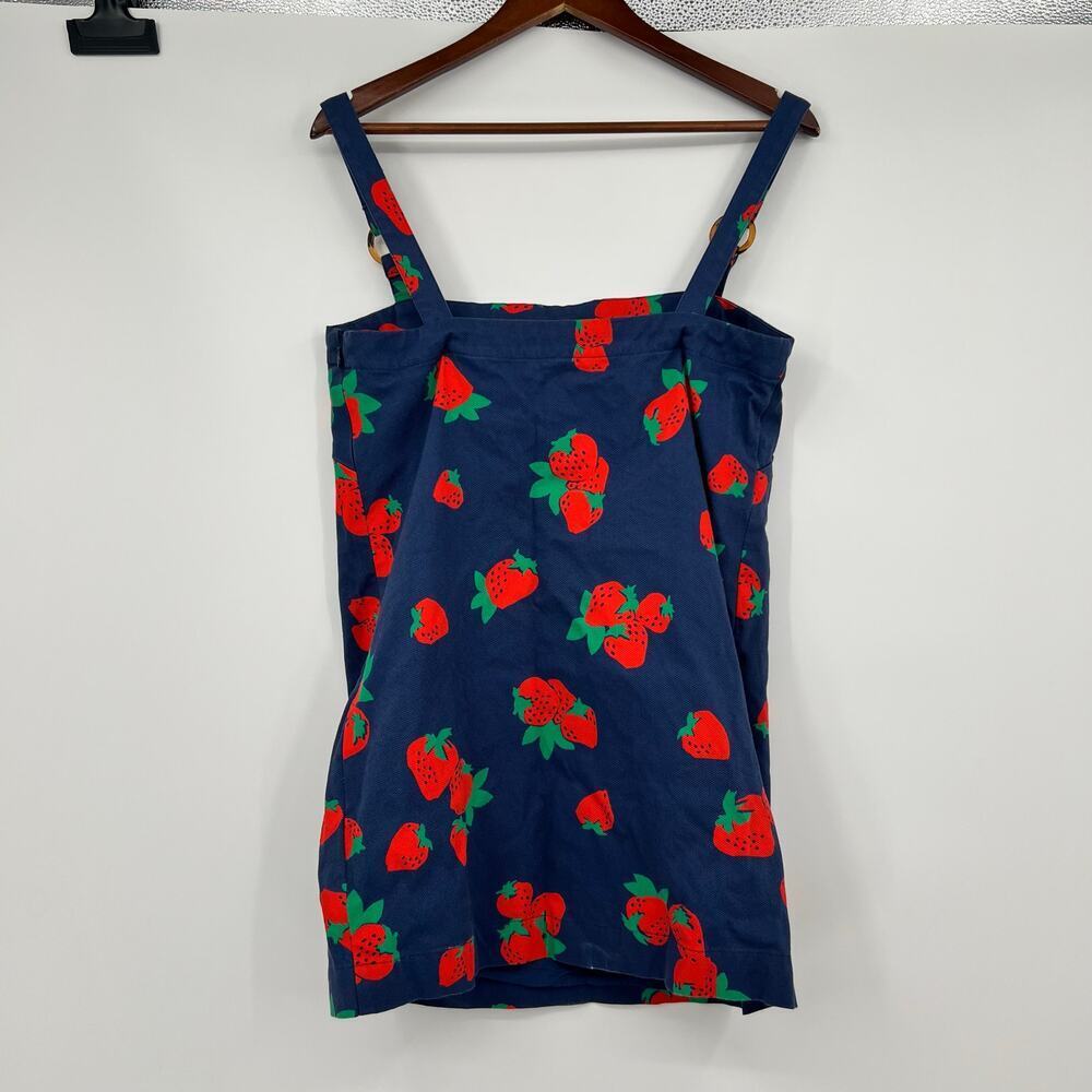 Anthropologie Maeve Square Neck Shift Strawberry Dress size Small In BlueBy - Picture 3 of 11